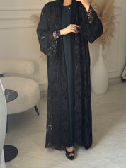 C 1097 Black Dantel Abaya