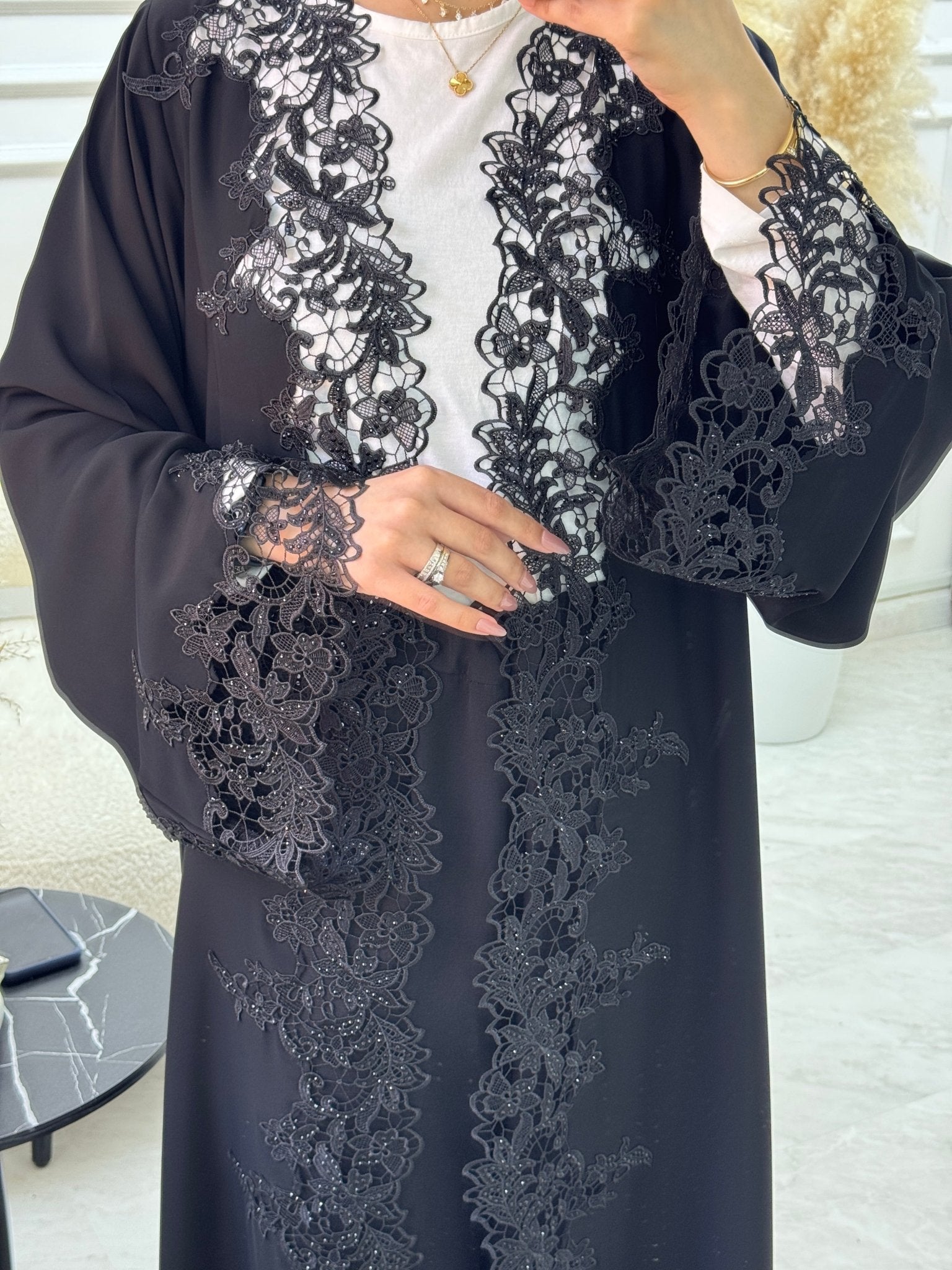 C 1100 Black Lace Abaya