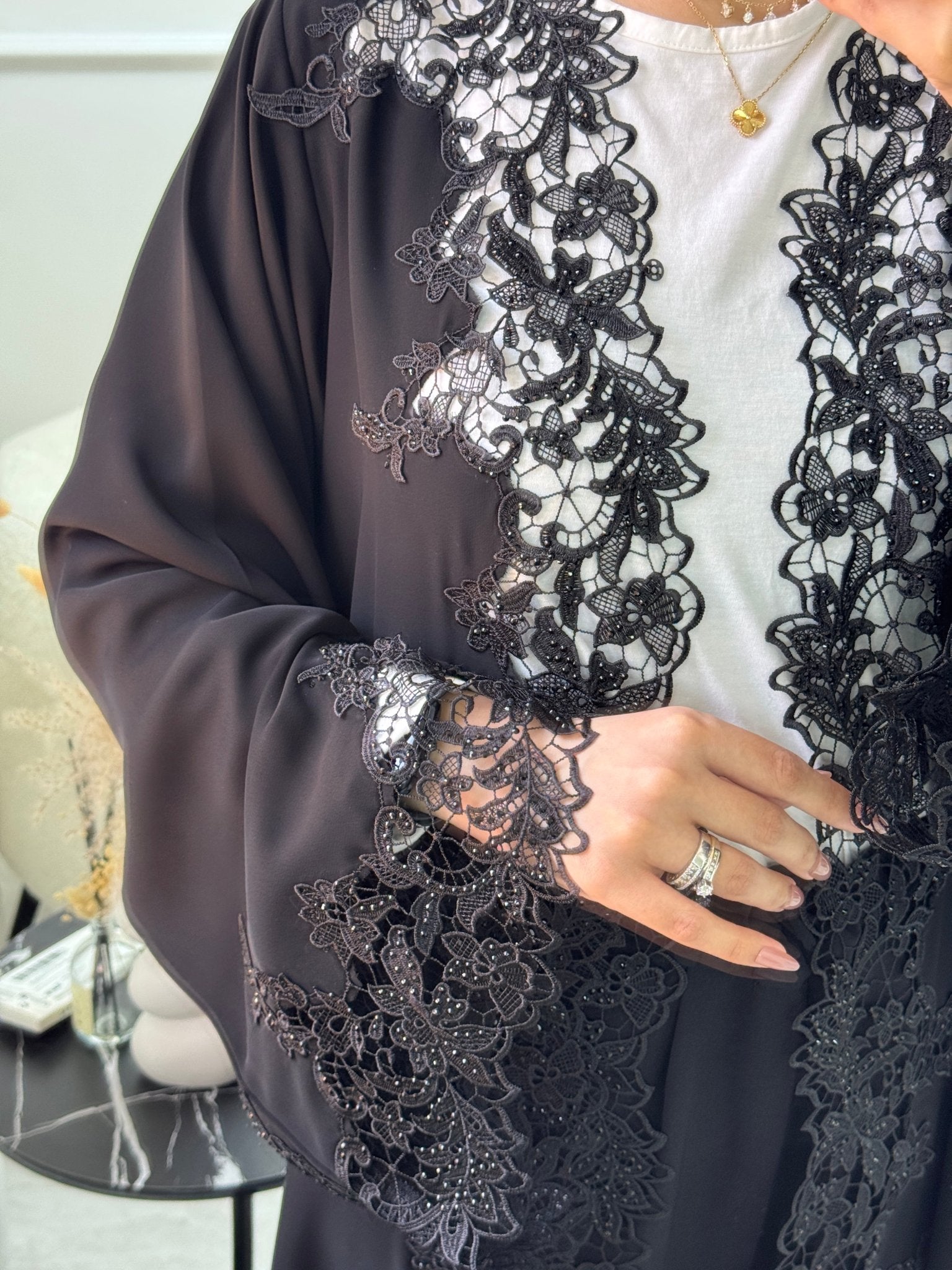 C 1100 Black Lace Abaya