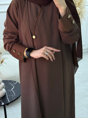 C 1101 Brown Overlap Abaya