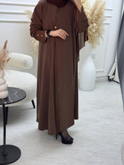 C 1101 Brown Overlap Abaya