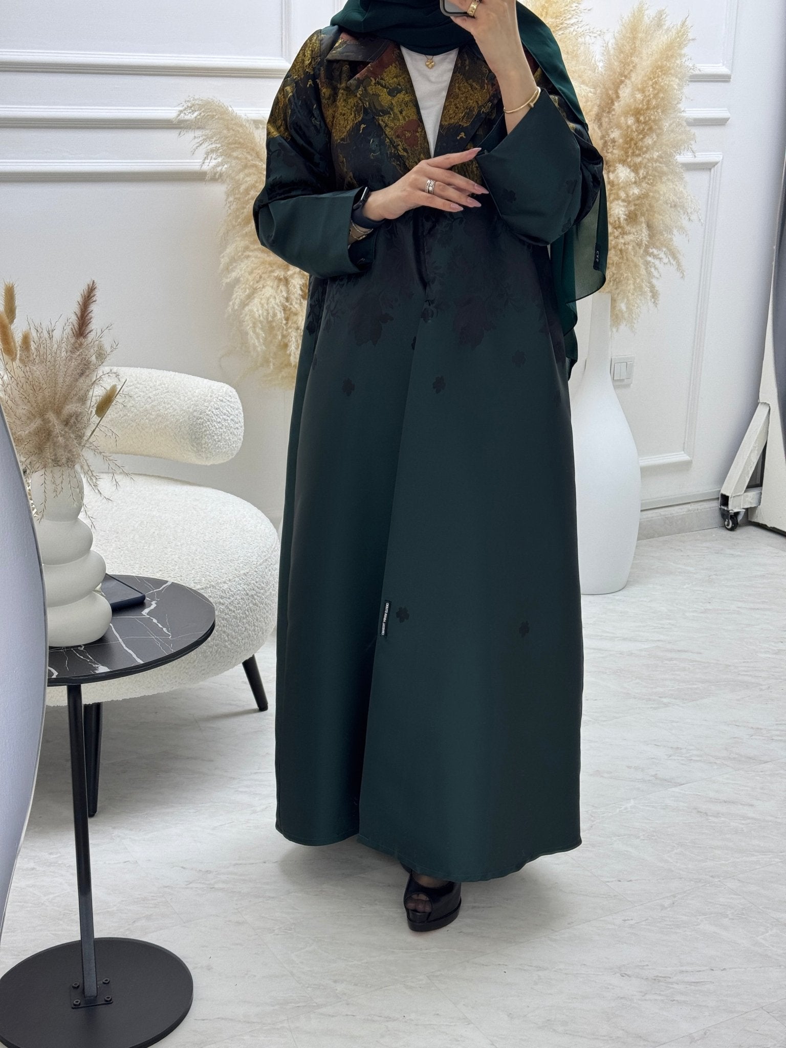 C 1102 Green Coat Abaya