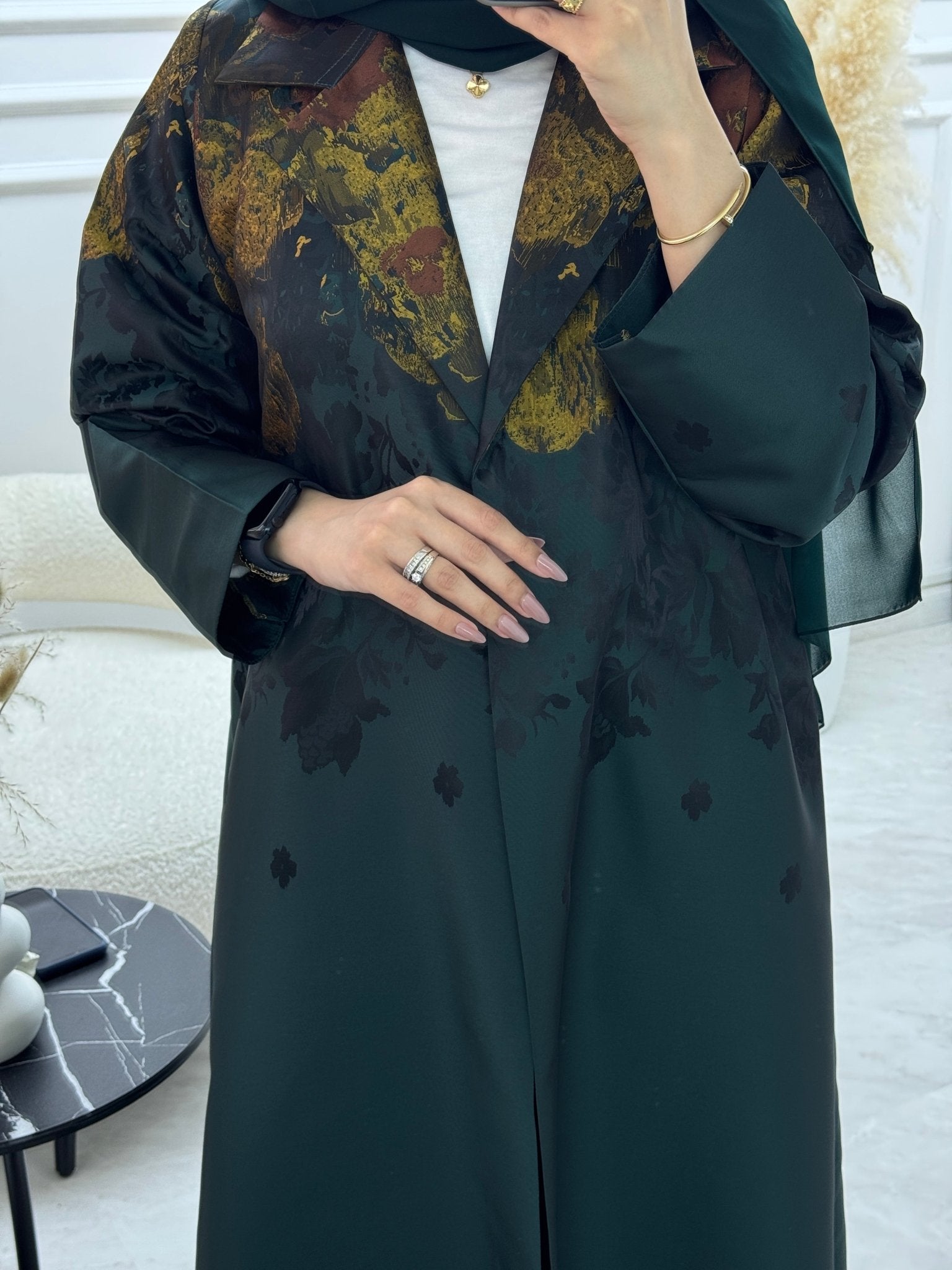 C 1102 Green Coat Abaya