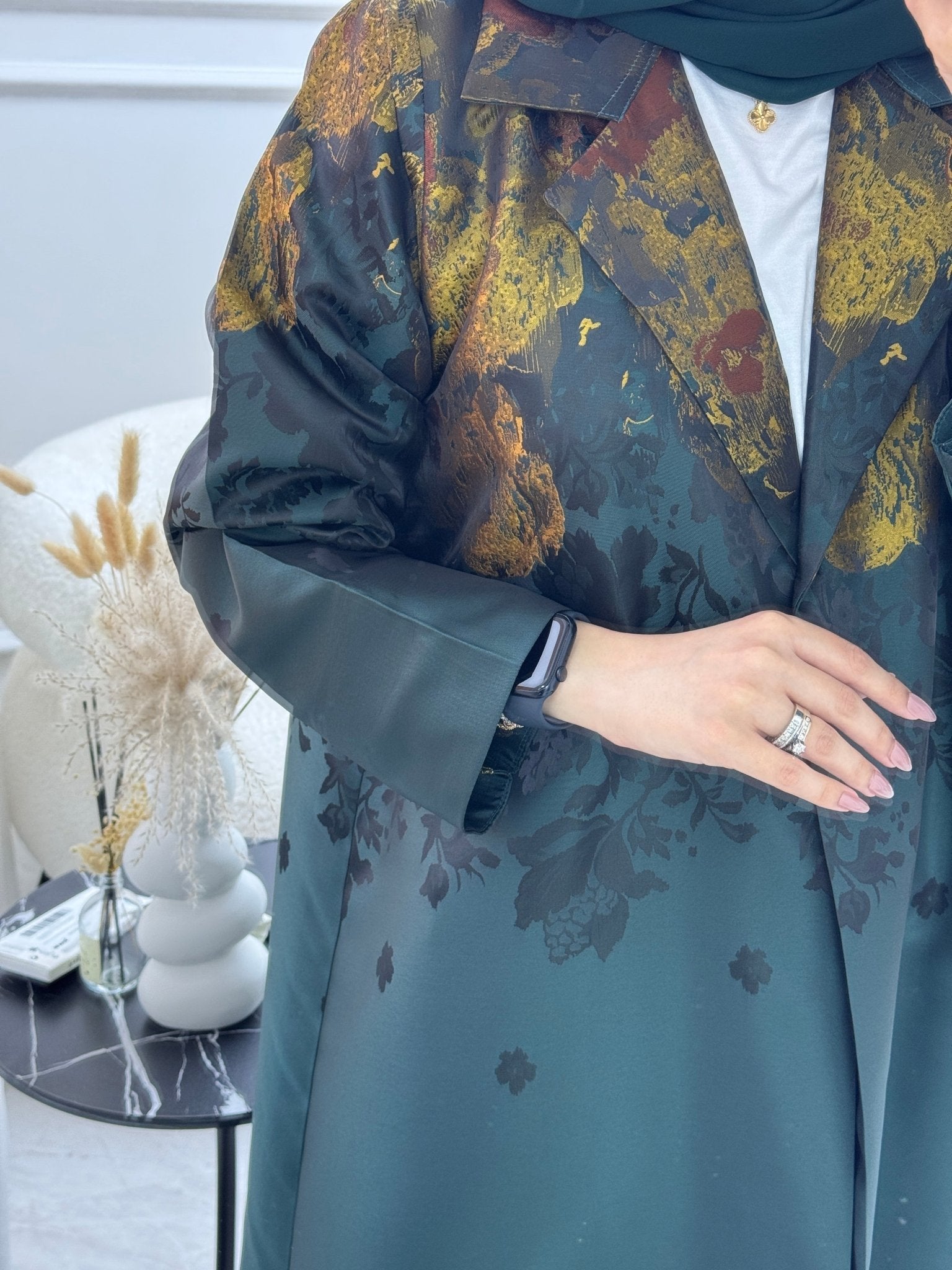 C 1102 Green Coat Abaya