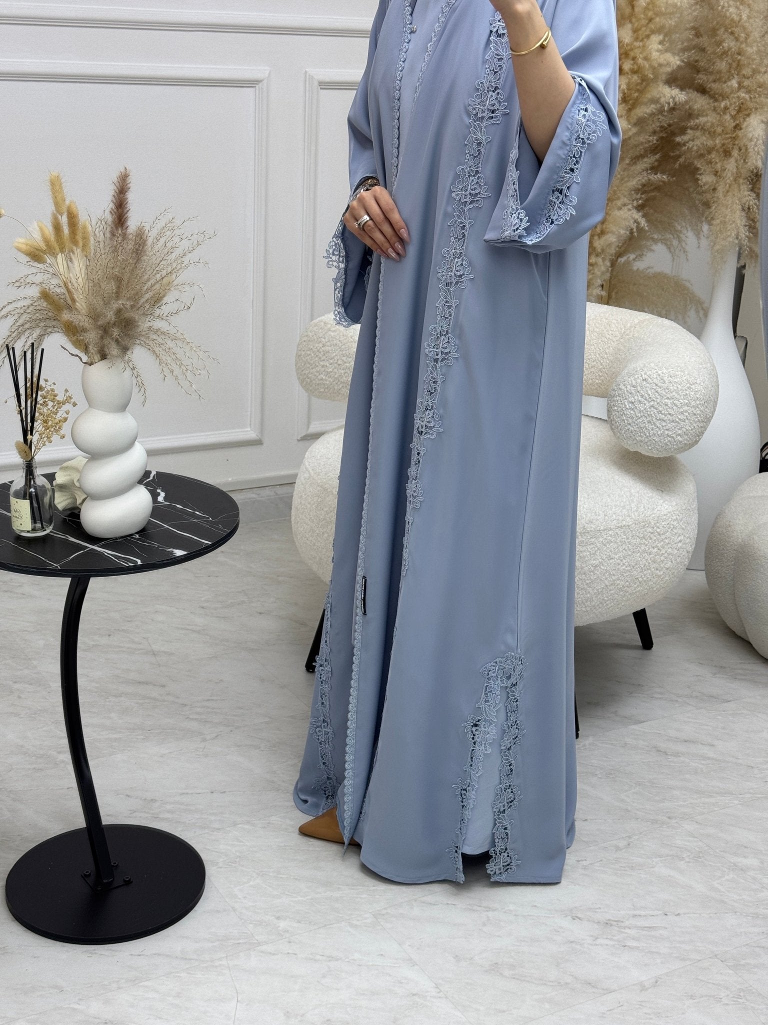 C 1108 Cornflower Lace Abaya