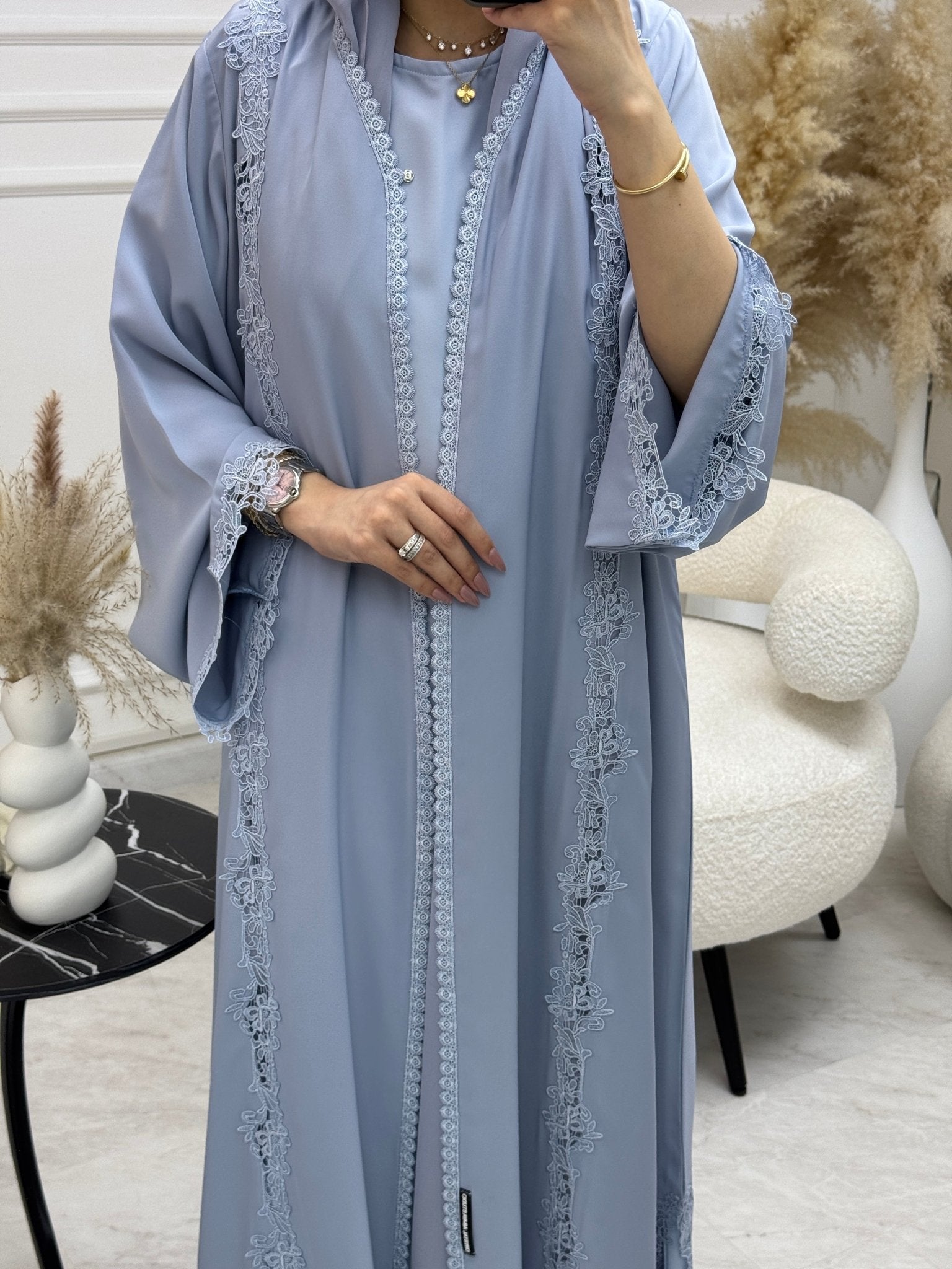 C 1108 Cornflower Lace Abaya