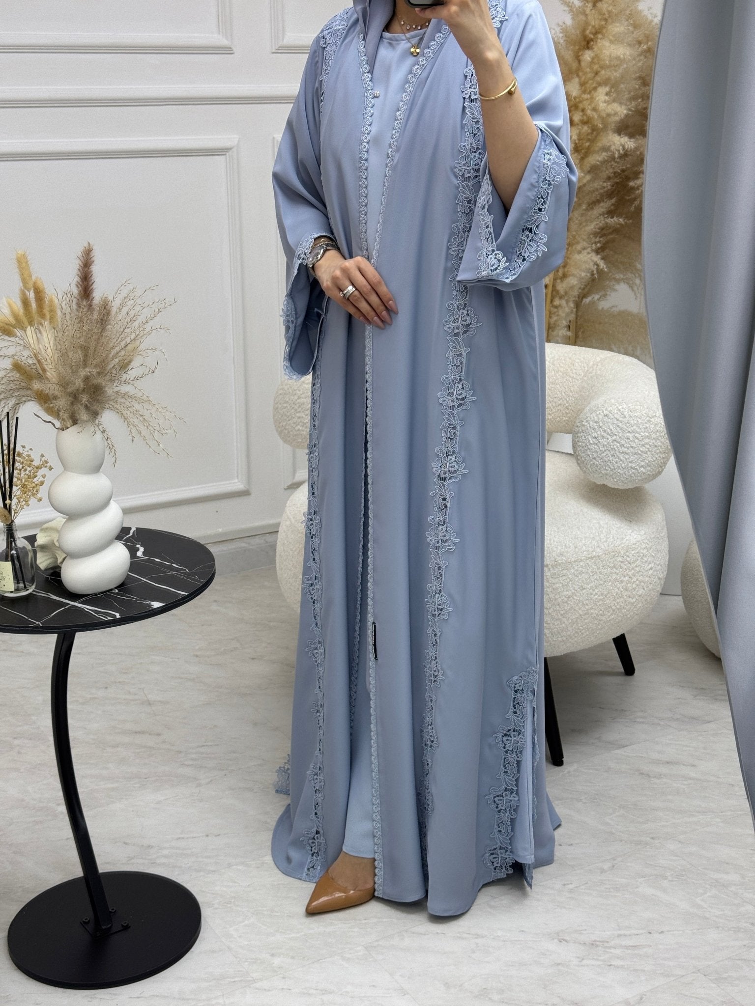 C 1108 Cornflower Lace Abaya