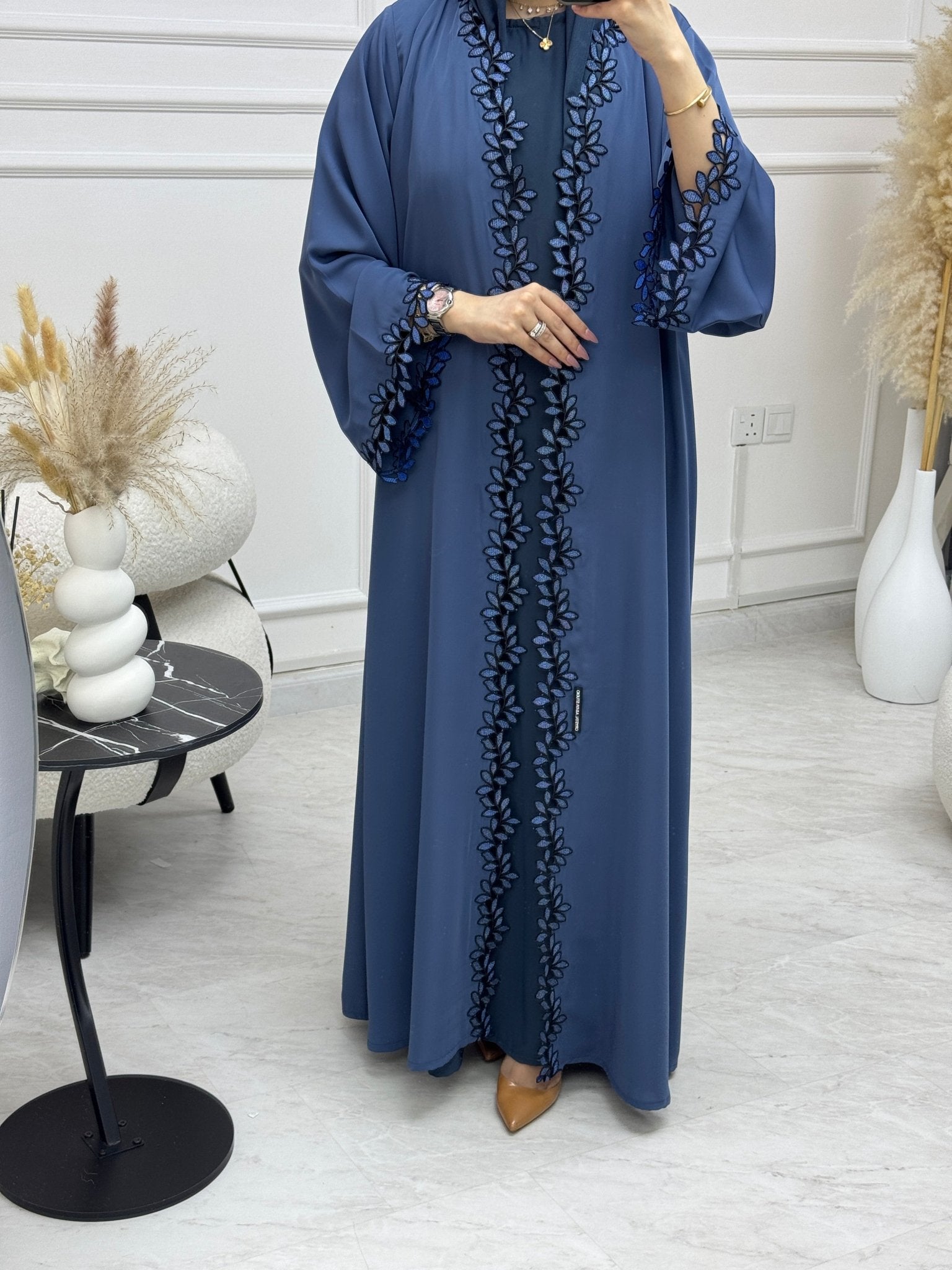 C 1110 - 01 Steel Blue Lace Abaya