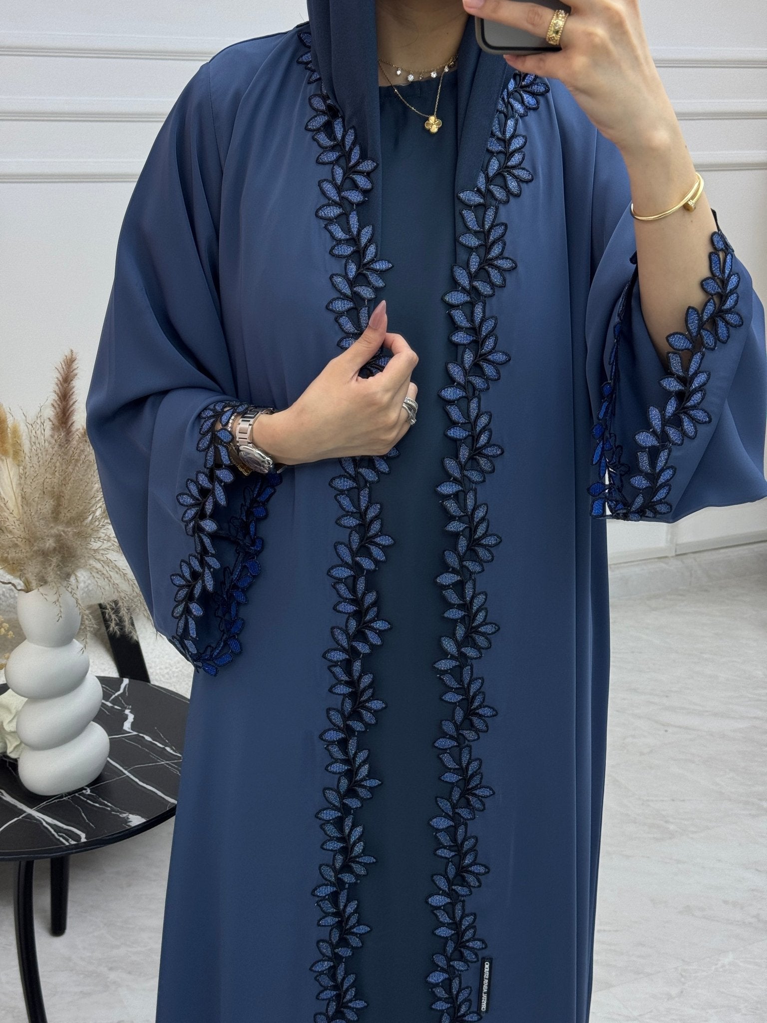C 1110 - 01 Steel Blue Lace Abaya