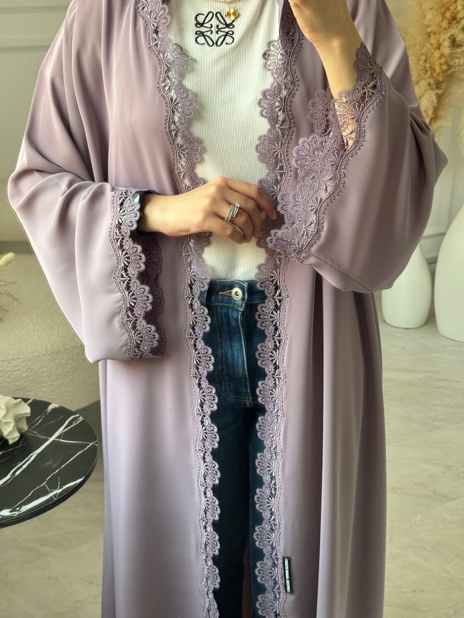 C 1129 Lilac Lace Abaya