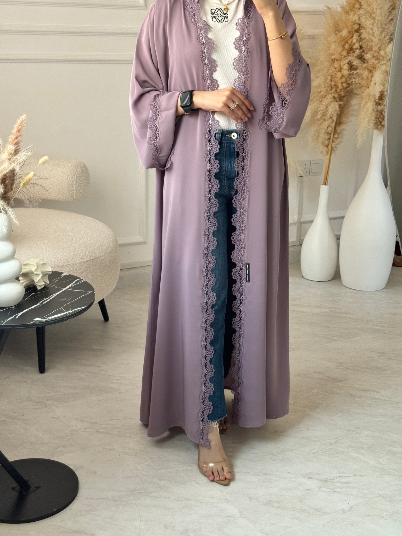 C 1129 Lilac Lace Abaya