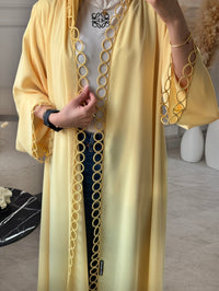 C 1131 Butter Yellow Lace Abaya - XS / 49