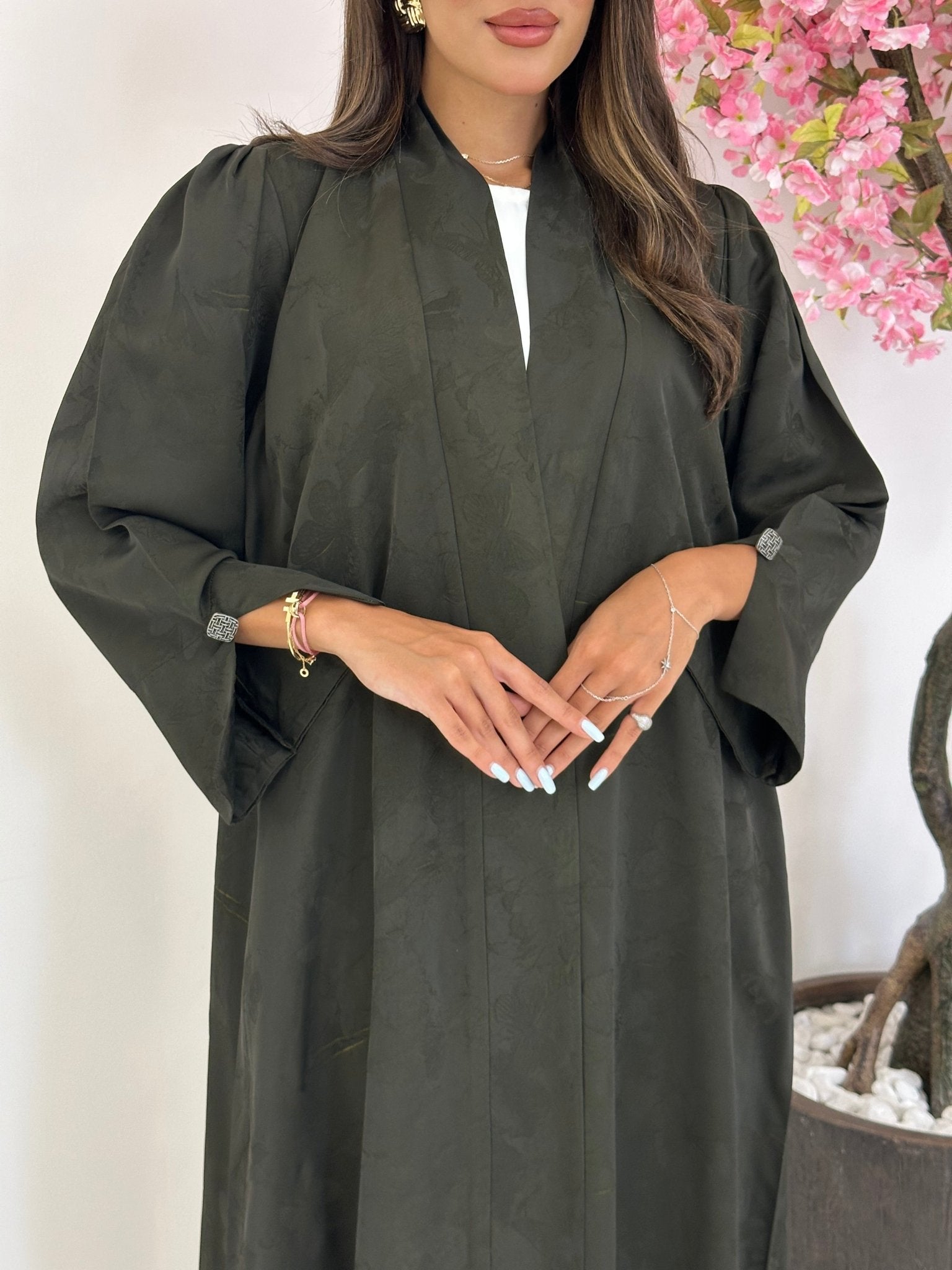 C 1169 Olive Printed Abaya