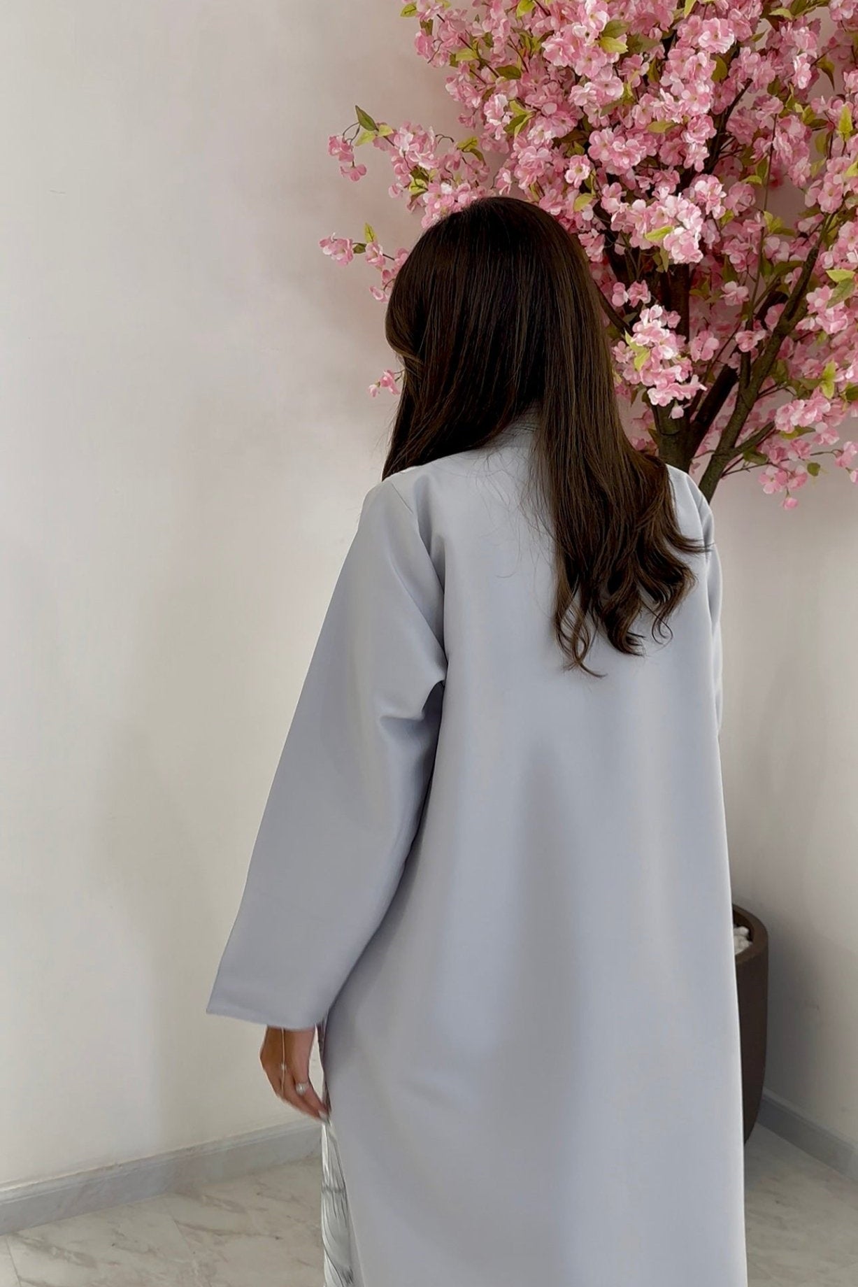 C 1175 Silver Printed Abaya