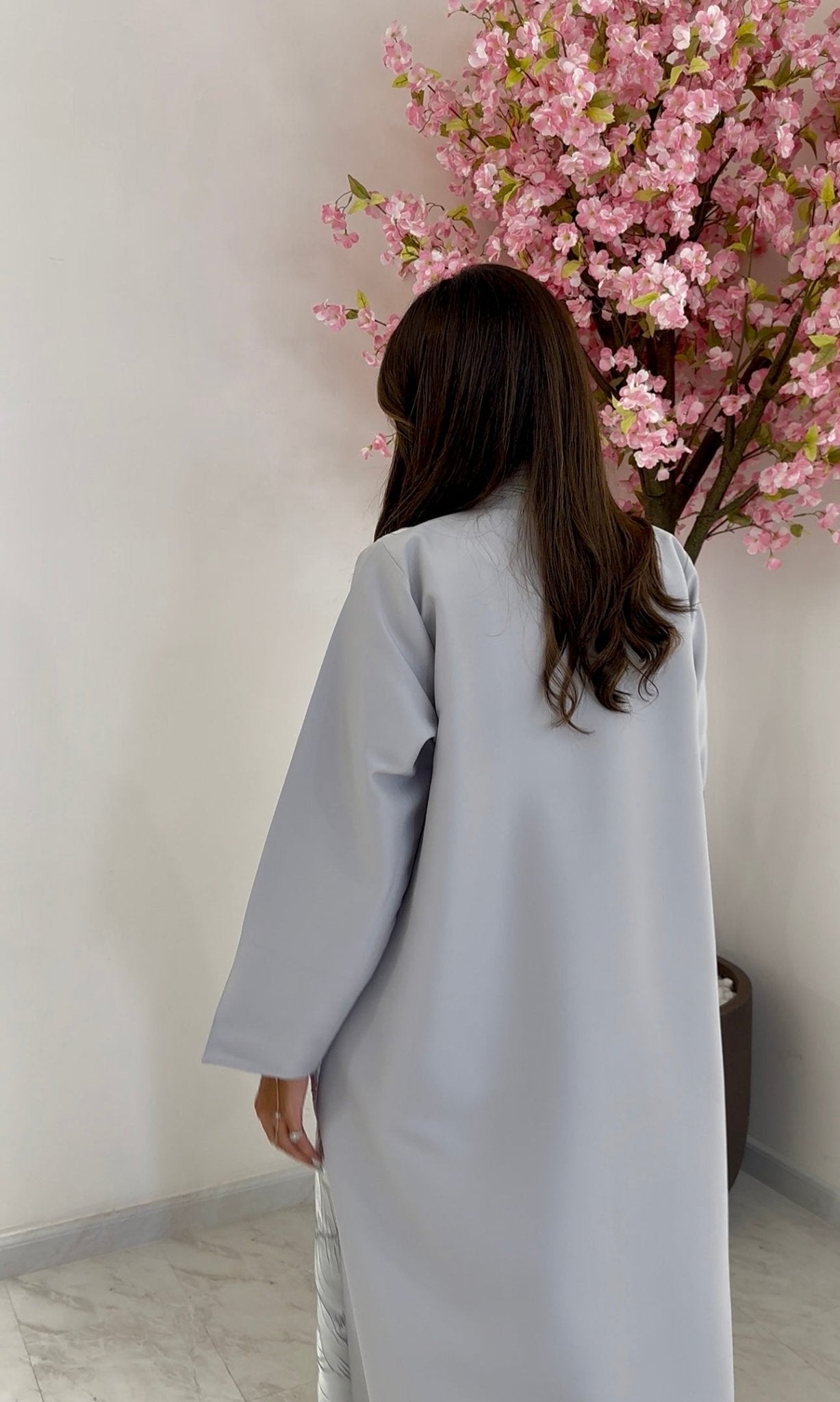 C 1175 Silver Printed Abaya