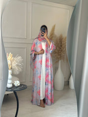 C 1204 Pink Printed Abaya
