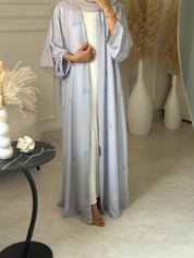 C 1205 Baby Blue Printed Abaya
