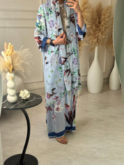 C 1206 Blue Printed Abaya