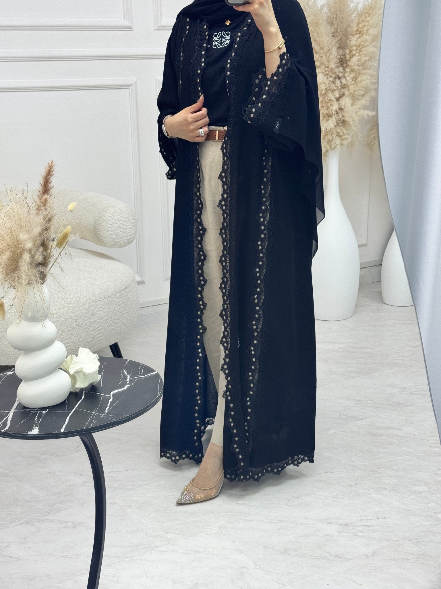 C 1211 Black Lace Abaya