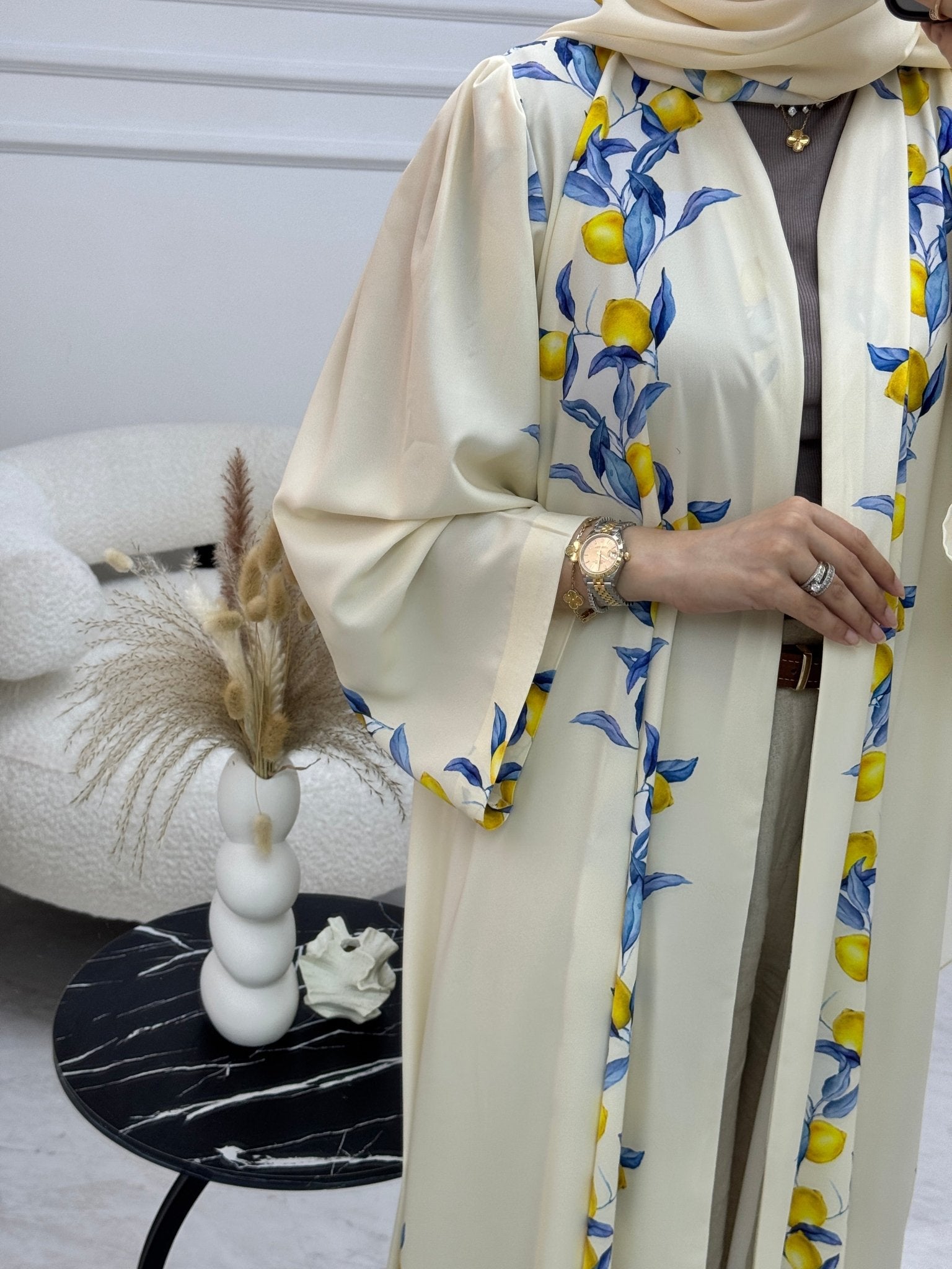 C 1220 Lemon Zest Printed Abaya