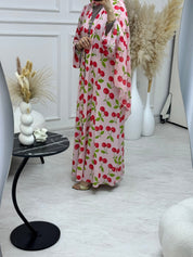 C 1221 Cherry Mist Printed Abaya
