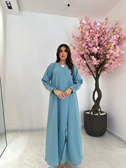C 1226 Pastel Teal Beaded Abaya