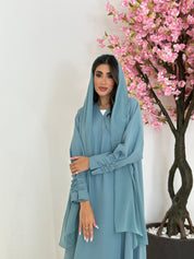 C 1226 Pastel Teal Beaded Abaya