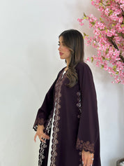 C 1228 Brown Lace Abaya