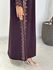 C 1228 Brown Lace Abaya