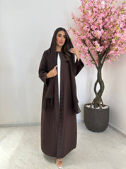 C 1230 Brown Beaded Abaya