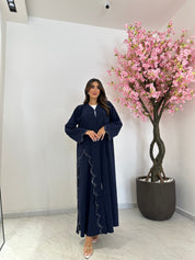 C 1233 Navy Blue Beaded Abaya