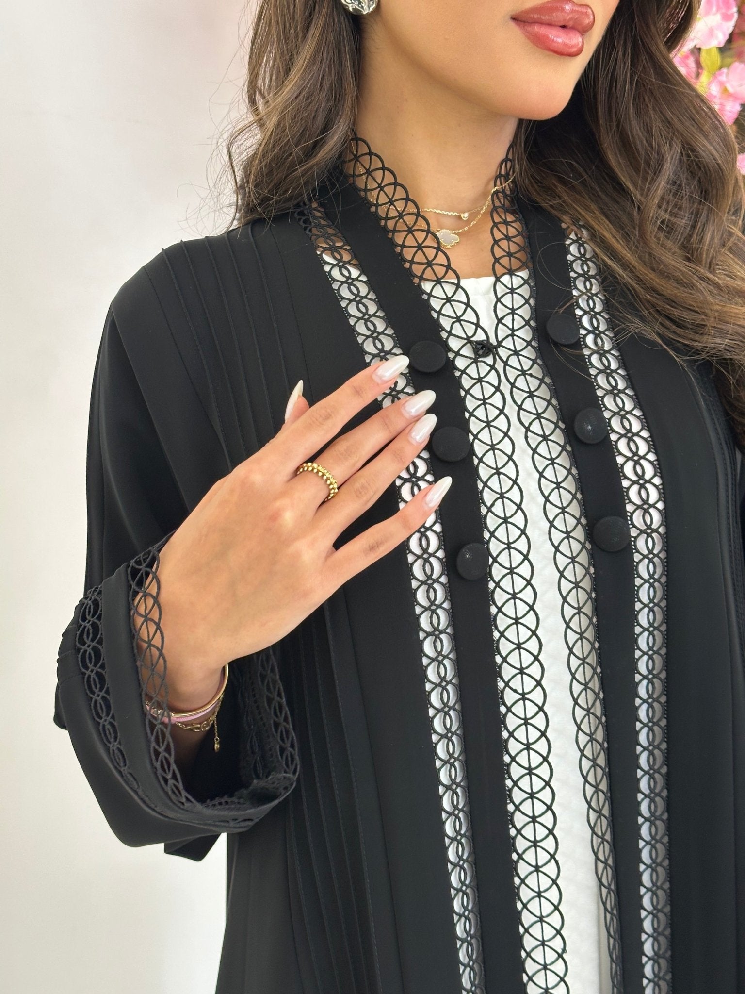 C 1240 Black Lace Abaya