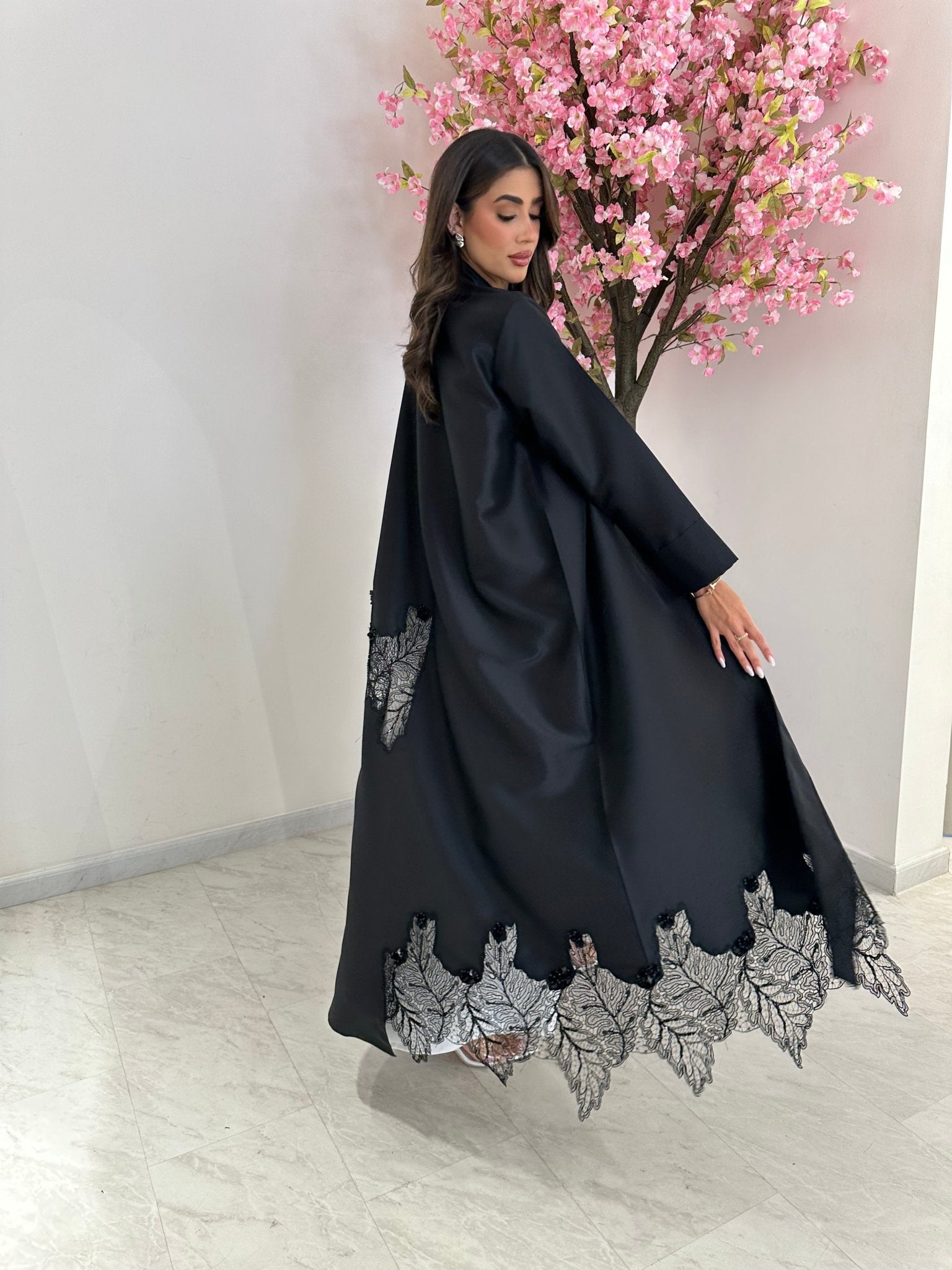 C 1242 Black Lace Abaya