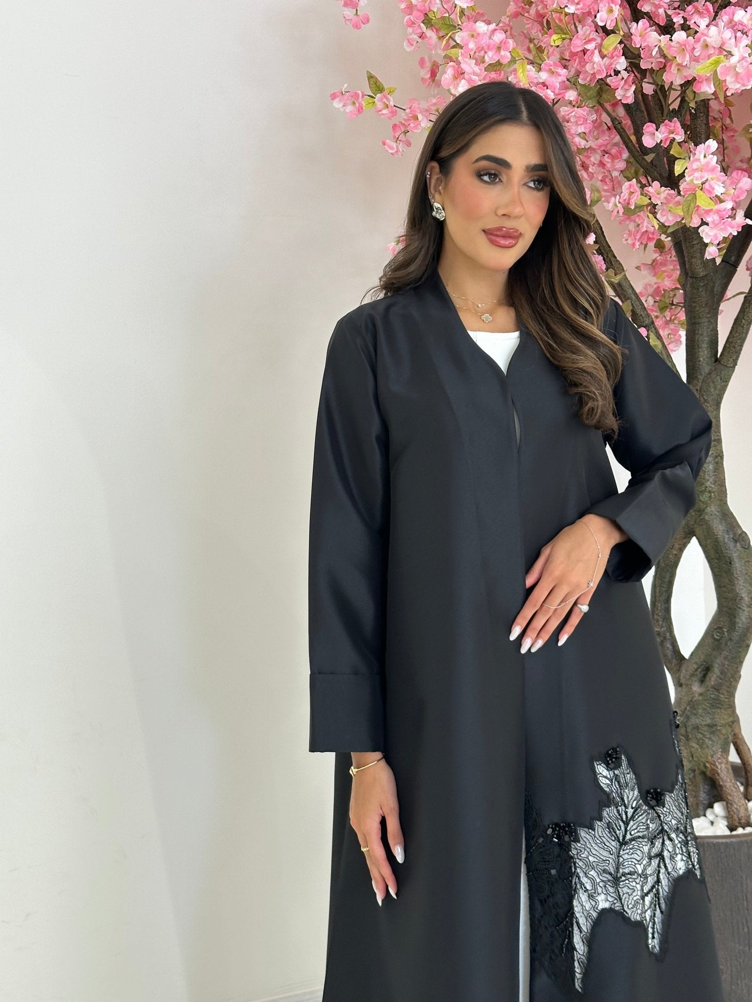 C 1242 Black Lace Abaya