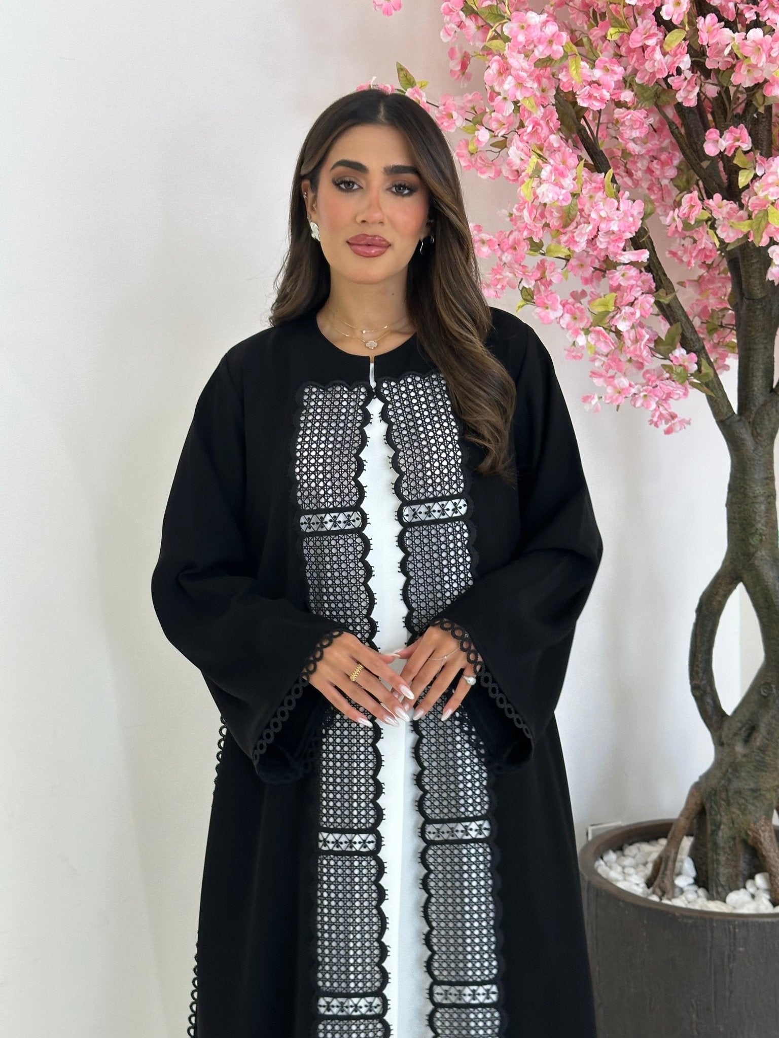 C 1243 Black Lace Abaya