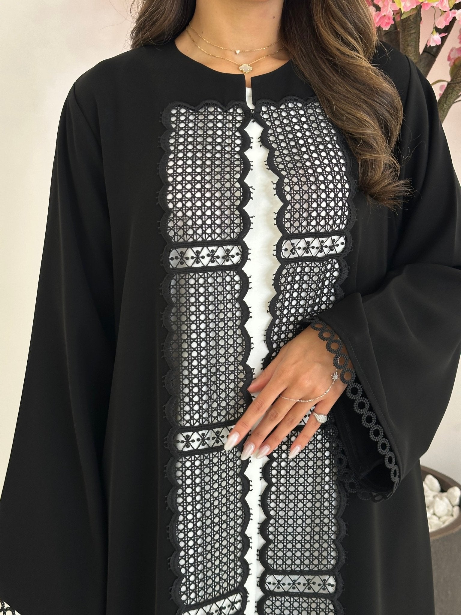 C 1243 Black Lace Abaya