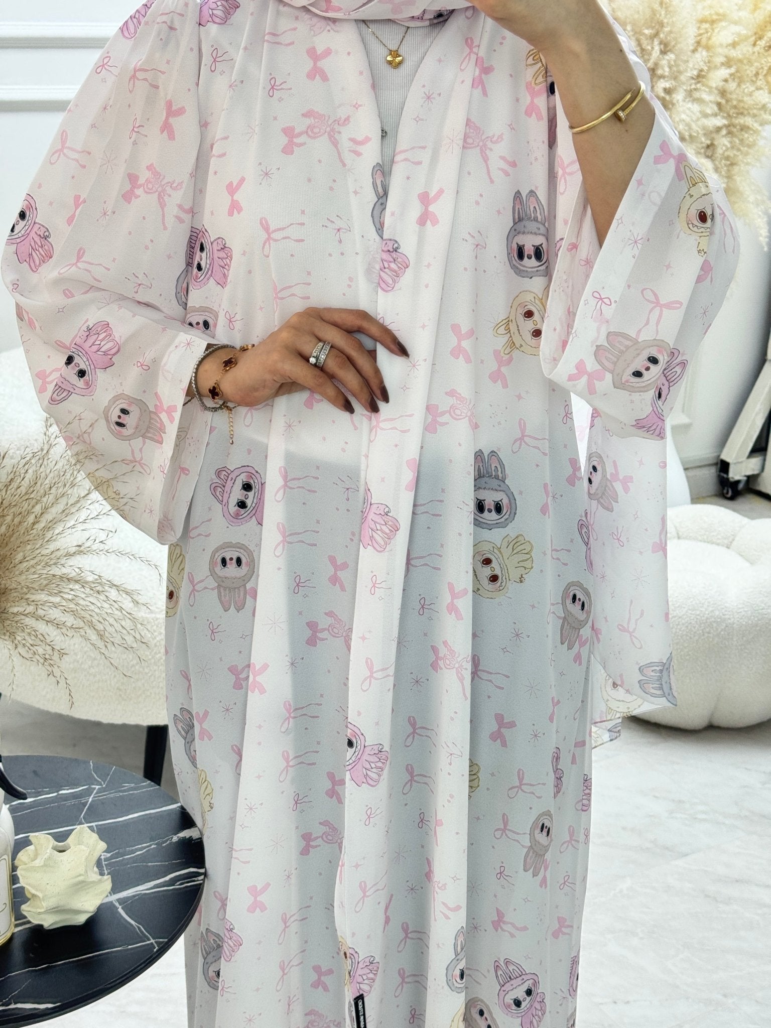 C 1248 Pinky Printed Abaya