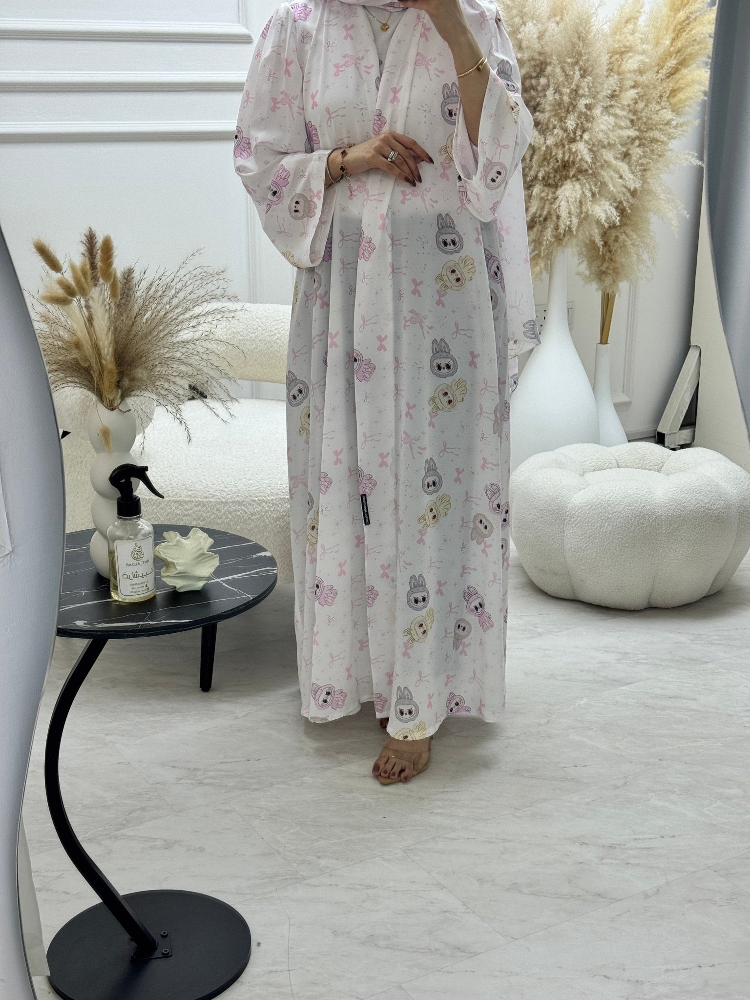 C 1248 Pinky Printed Abaya