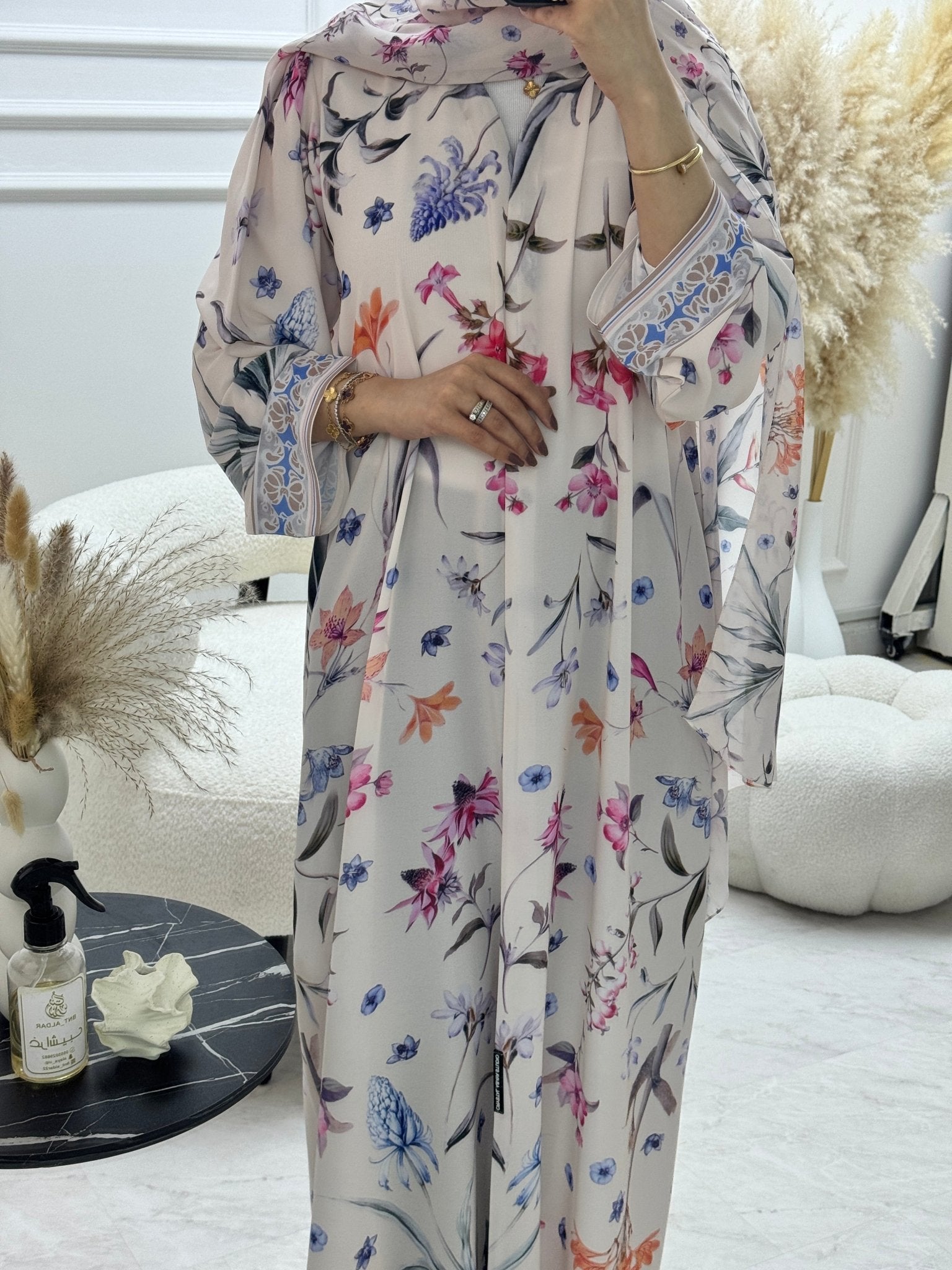 C 1250 Lavender Printed Abaya