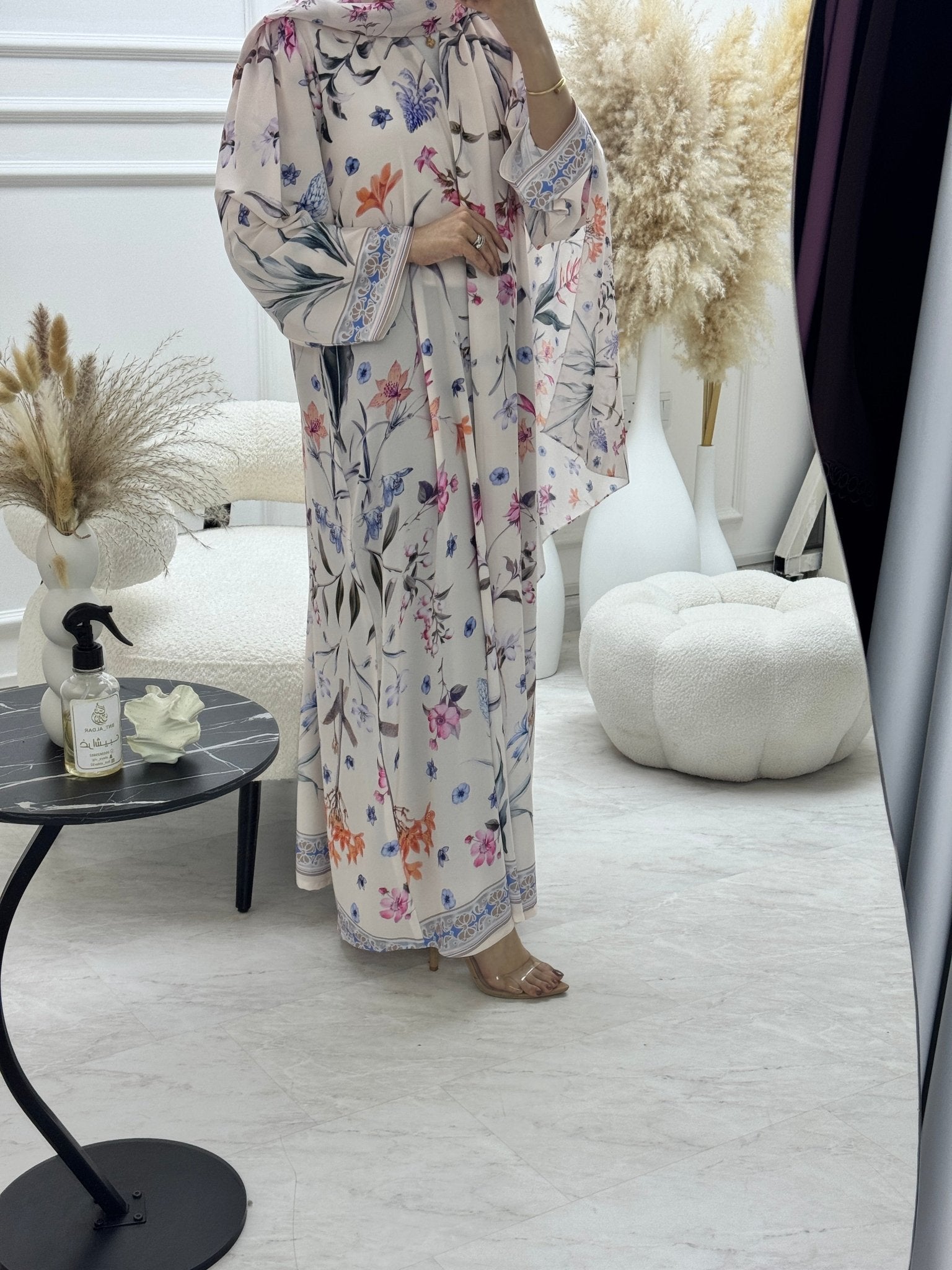 C 1250 Lavender Printed Abaya