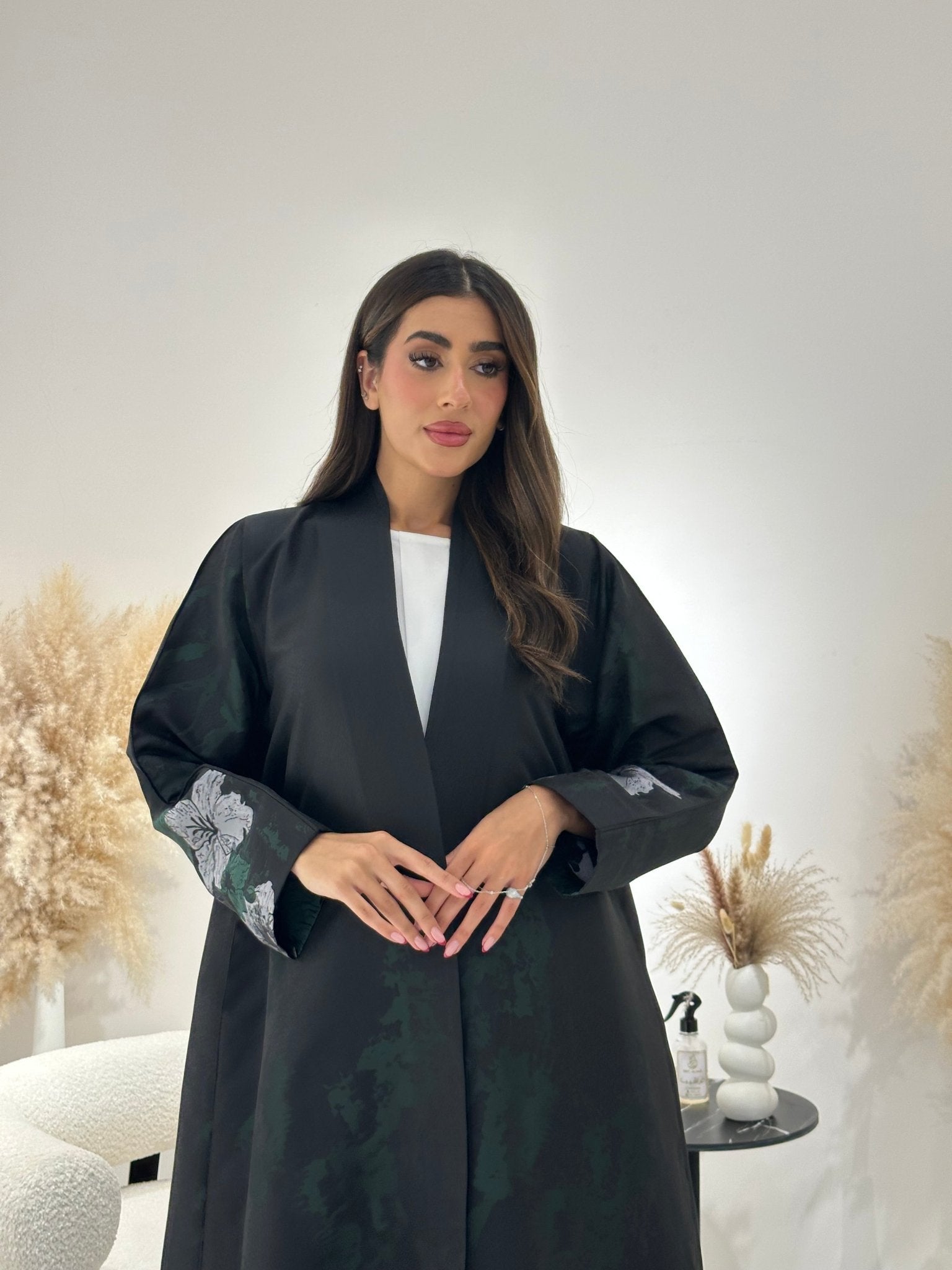 C 1263 Black Printed Abaya