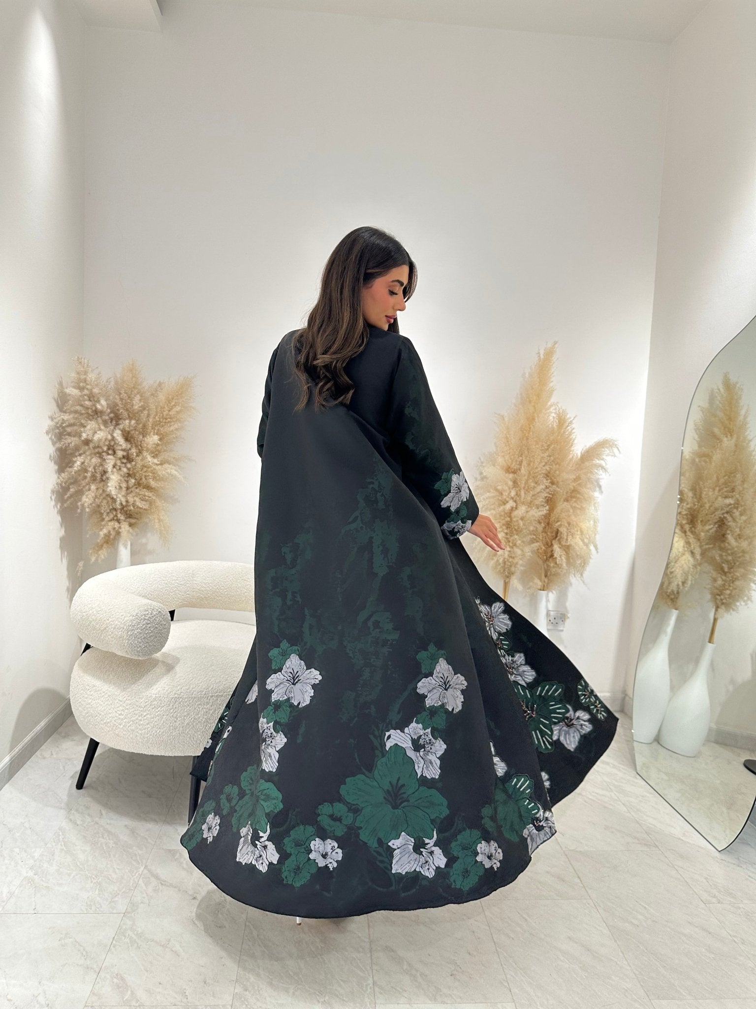 C 1263 Black Printed Abaya
