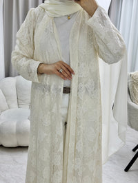 C 1278-02 Ivory Dantel Abaya - XS / 49
