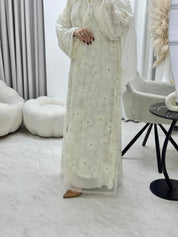 C 1289 - 04 Warm White Beaded Dantel Abaya