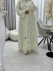 C 1289 - 04 Warm White Beaded Dantel Abaya