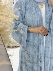 C 1289 - 05 Baby Blue Beaded Dantel Abaya