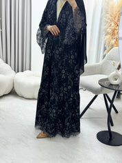 C 1290 - 04 Silver Black Dantel Abaya