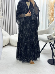 C 1290 - 04 Silver Black Dantel Abaya
