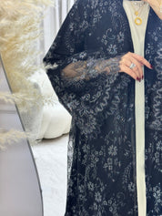 C 1290 - 04 Silver Black Dantel Abaya