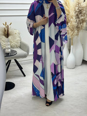 C 1294 Purple Blue Printed Abaya